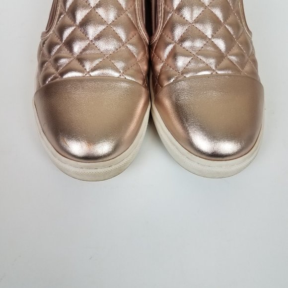 Steve Madden Zaander Pink Rose Gold Shiny Faux Leather Slip On Loafers - Picture 12 of 16